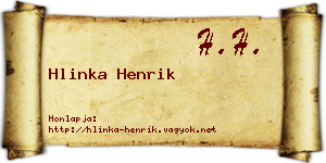 Hlinka Henrik névjegykártya